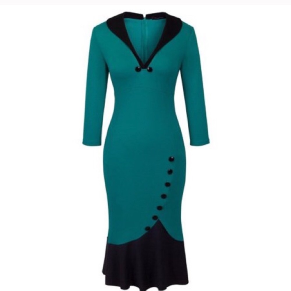 Sexy Fish Tail V Neck Dress - Picture 2 of 5